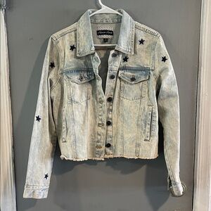 Alivia Ford's Women's Juniors Jean Star Embroidery Denim Jacket L